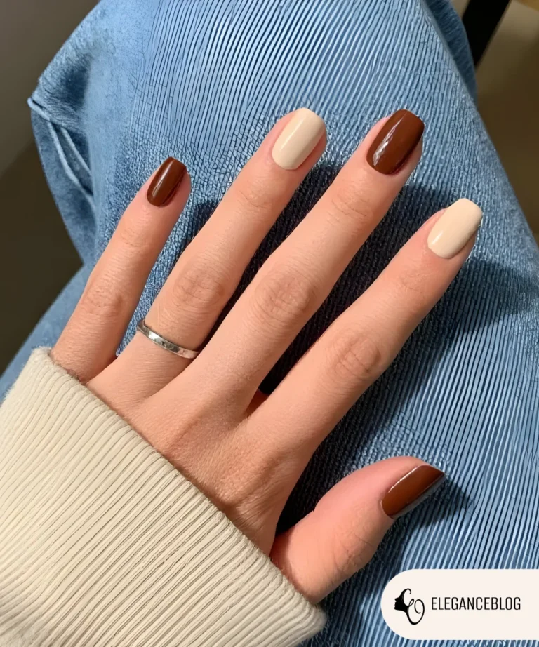 Minimalist mocha brown nails for winter