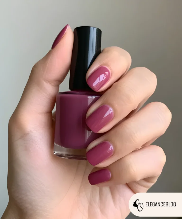 Plum berry manicure with glossy finish