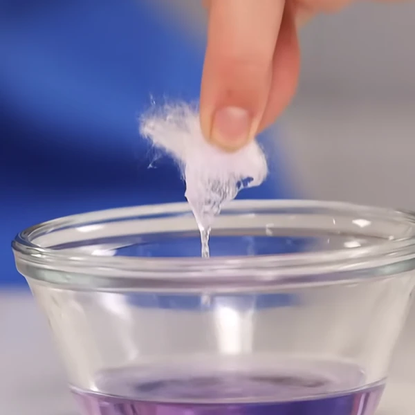 Cotton pad soaked in 100% acetone for gel nail polish removal