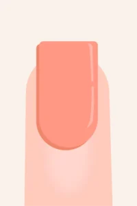 Square nail shape infographic showing straight sides and flat tip.