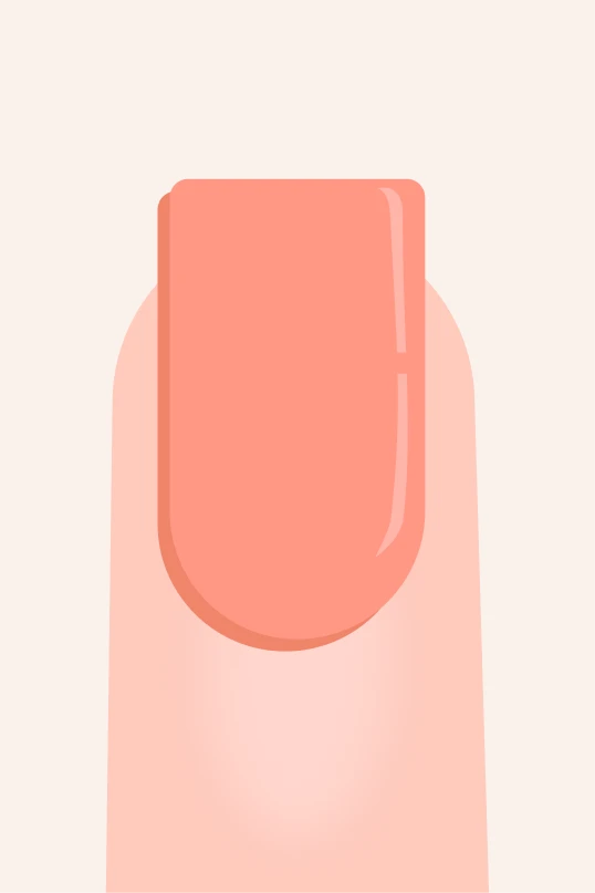 Square nail shape infographic showing straight sides and flat tip.