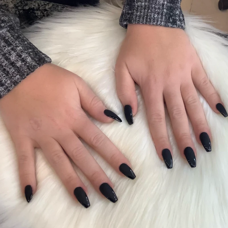 Matte with gloss french tip coffin nails