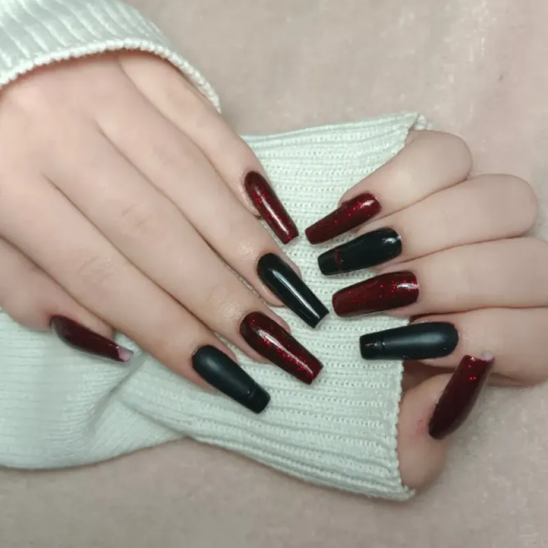 black and red coffin nails
