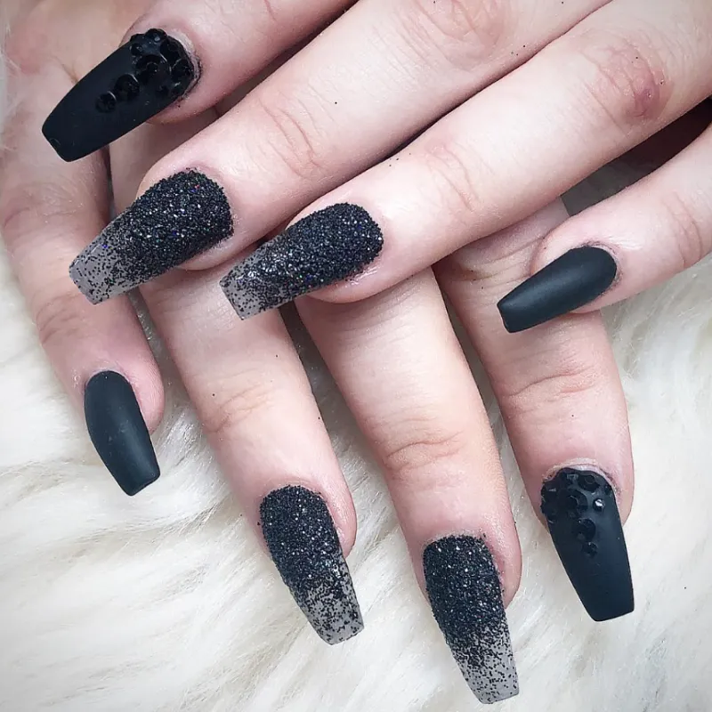black ombre coffin nails
