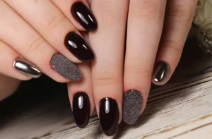 image of dark round nails
