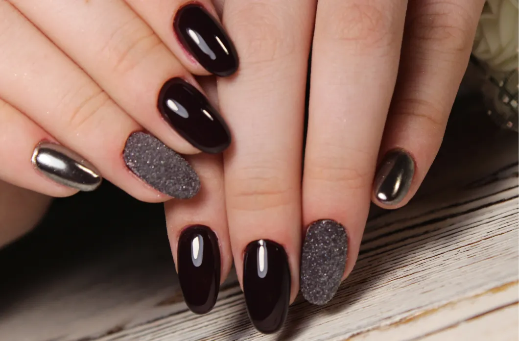 image of dark round nails