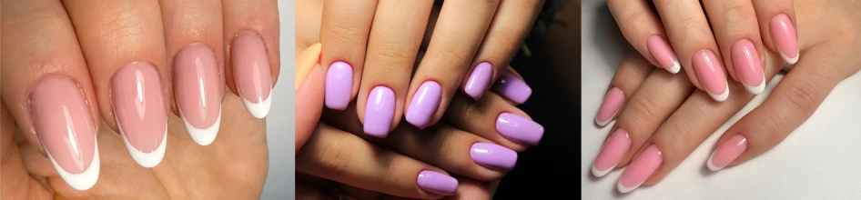 image showing 3 egzamples of nails for short fingers