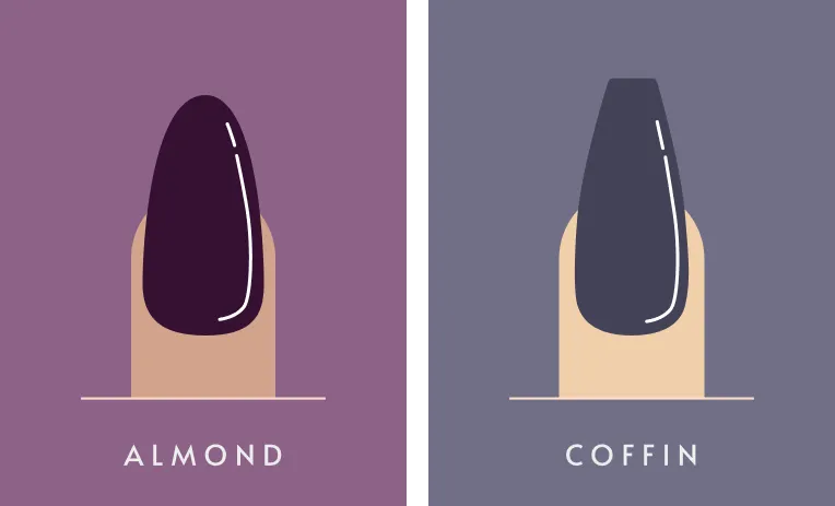 infographic showing best nail shape for wide fingers
